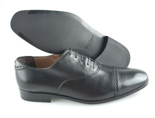 Men's SALVATORE FERRAGAMO 'Boston' Black Leather Cap Toe Oxford Size US 9.5 - 2E