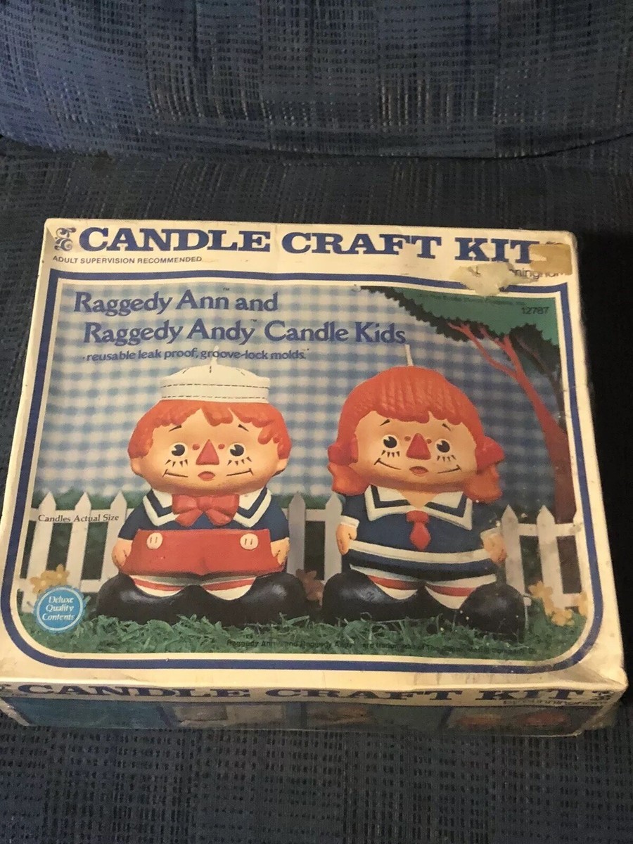 VTG Cunningham Raggedy Ann & Andy Candle Kids Craft Kit Set 1974