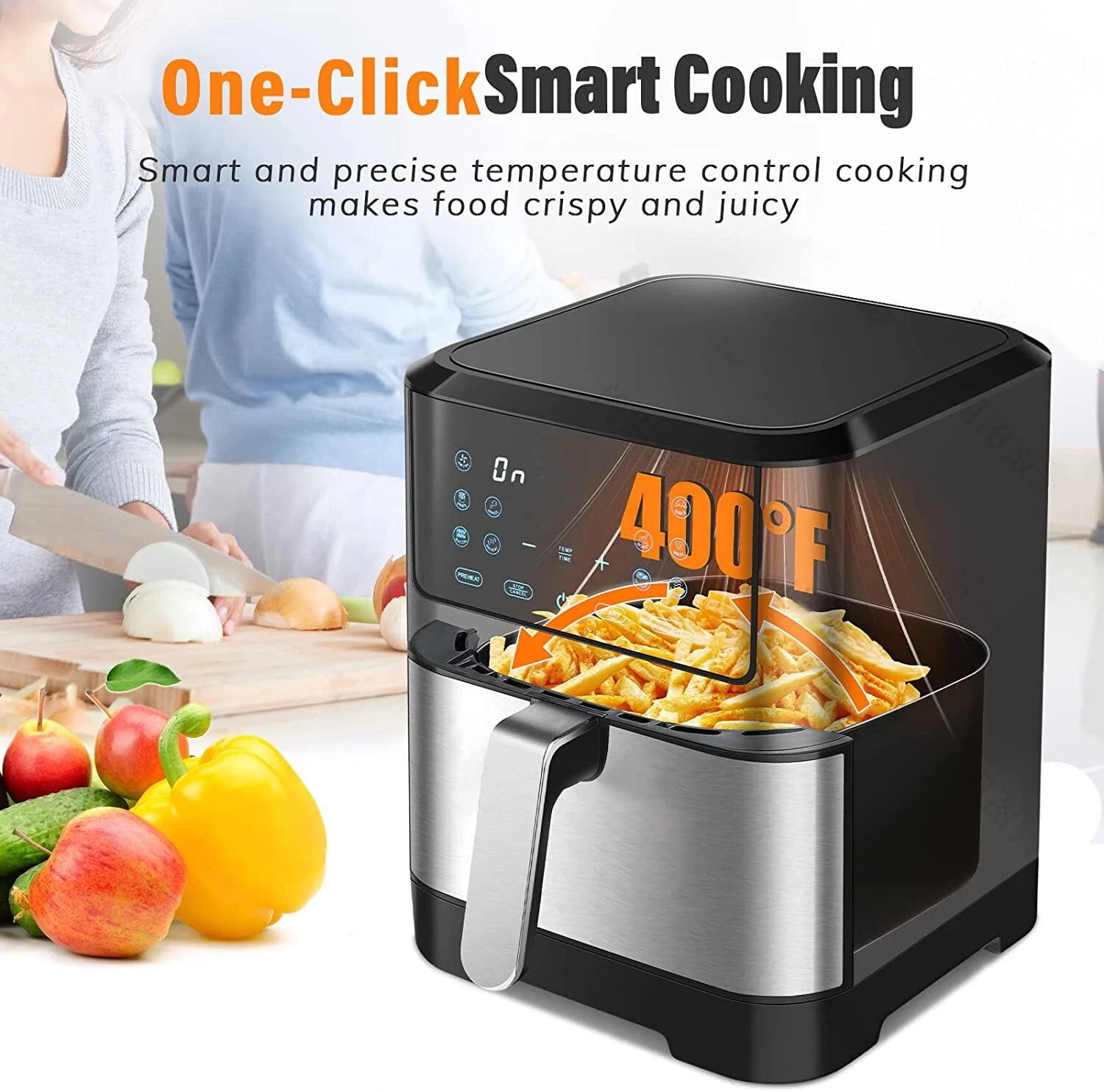 Digital Air Fryer, Large 8 Qt Family Size, One Touch Digital Control
Opens in a new window or tab