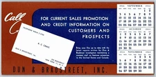 NYC Ink Blotter Dun & Bradstreet 1944 Calendar Business Card Broadway 