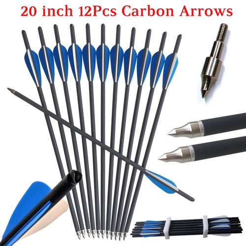 12Pcs 20 inch Crossbow Bolts Carbon Arrows Half Moon Nocks 8.8mm Shaft Shooting eBay