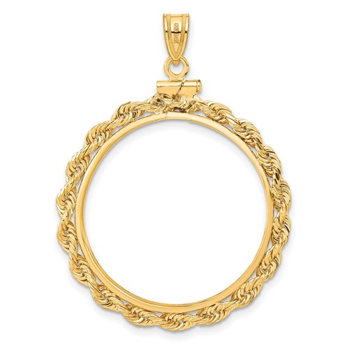 2008 $25 1/2 oz American Buffalo Screw Top Knotted Rope Coin Bezel in 14k Gold - Picture 3 of 7