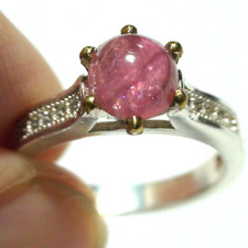 1.15 ct 100 NATURAL BEAUTIFUL PINK RUBELLITE TOURMALINE RING 925 SILVER. 6.0.