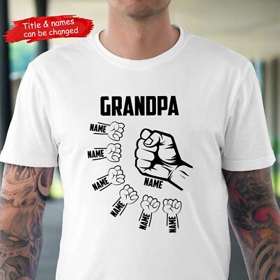 Granpa And Grandkids Hand to Hands Shirt, Personalized Kids Name 