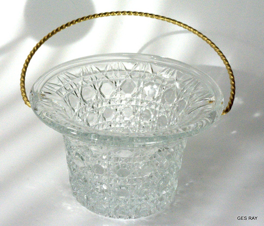 Vintage Fostoria Glass Avon Glass Basket with Gold Metal Handle eBay