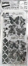 Flutter Butterfly Clear Stamp Floral & Trellis Stencil Set Tim Holtz NEW