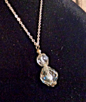 Artisan crafted, 1 ¼'' pendant reclaimed antique Austrian crystal,and sterling ,