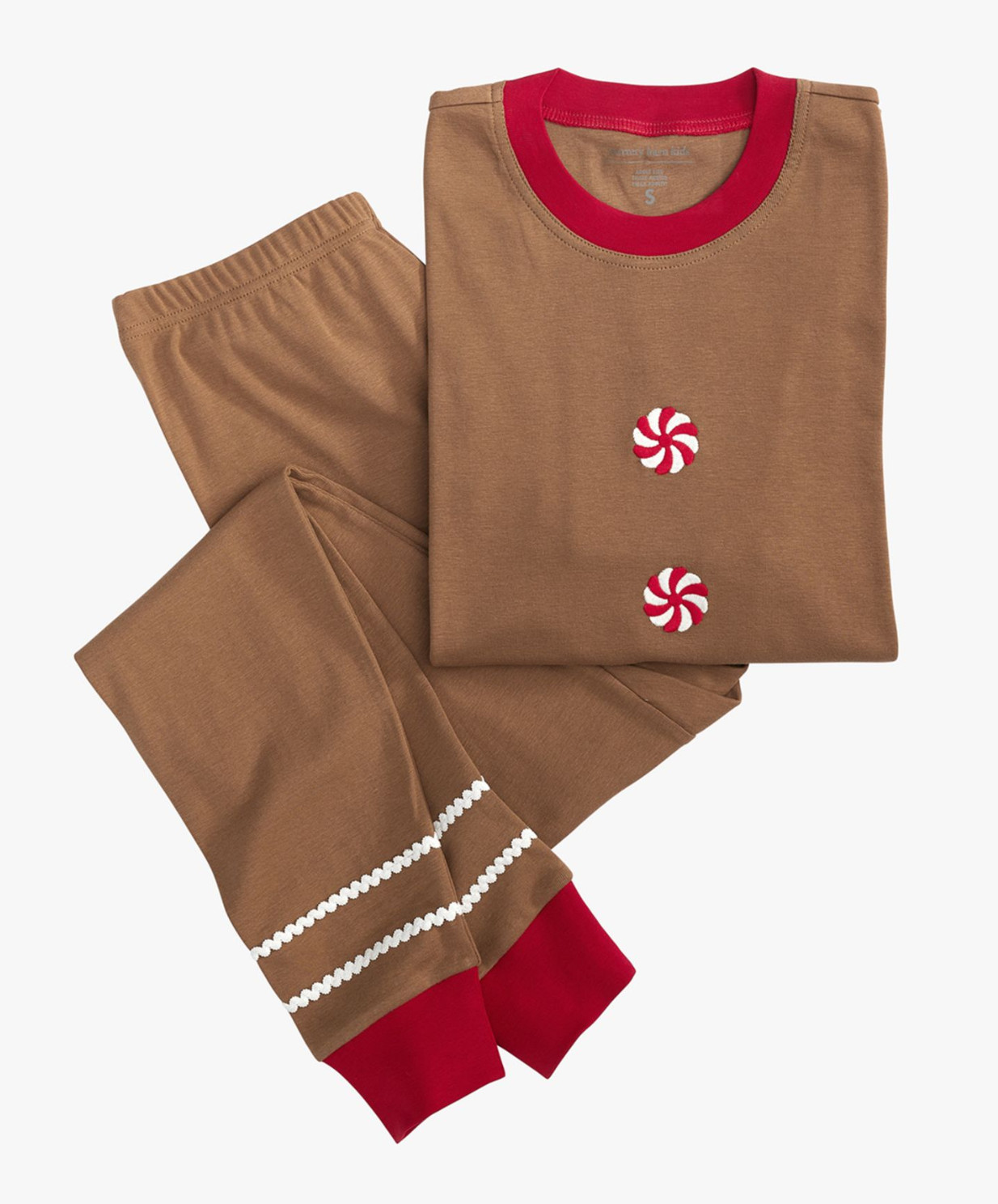 Pottery Barn Kids ADULT L Heirloom Gingerbread Cotton Pajama Set 2 Pcs NEW