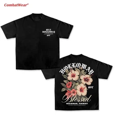 COMBATWEAR Max Holloway Blessed Hawaii Hibicus Heavy Cotton Double Sides T-Shirt