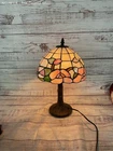 Vintage Tiffany Style Stained Glass Floral Pattern Table Lamp 15" #2