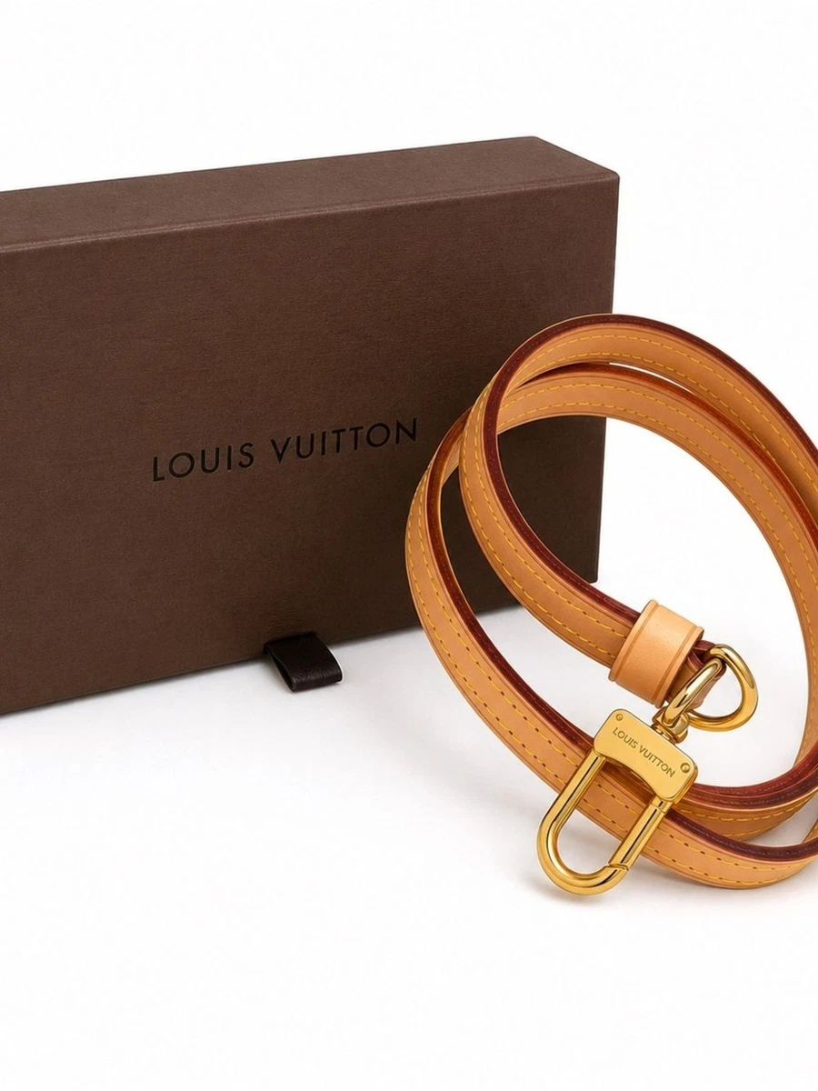 Louis Vuitton Tan Leather Slim Belt with Gold-Tone Buckle vachetta medium 41” LV PRETTY LV 30mm Reversible Belt Monogram Dune coated  main image 2