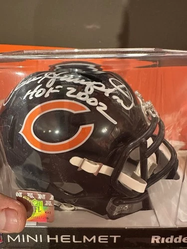 Dan Hampton HOF 2002 Signed Chicago Bears Mini Helmet AUTO BAS Hologram