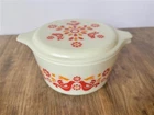Vintage Pyrex Friendship 473 1 Qt Casserole Dish w Lid Red Orange Birds USA