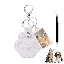 Pet Memorial Keychain with Photo Frame Memory Keychain Leather Pet Hair Color 2