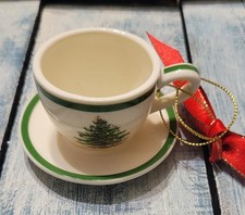Spode CHRISTMAS TREE Mini Coffee/Tea Cup And Saucer Ornament