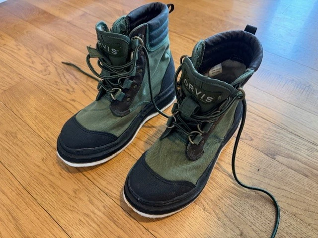 Orvis Clearwater Wading Boots Men's Size 8 FELT Sole Green Black Fly Fishing NEW
