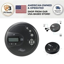 Compact Portable CD Player with FM Radio Stereo Earbuds - Anti-Skip Black