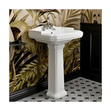 23"W x 19"D Classic Vintage Bathroom Pedestal Sink, Los Flexi 23 Inch White C...
