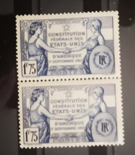 TIMBRES FRANCE 1937 N°357 CONSTITUTION DES ETATS-UNIS D'AMÉRIQUE en paire neuf**