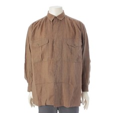 ISSEY MIYAKE Men 80s 1984 Linen Brush Tag Shirring Design Long Sleeve Shirt Top