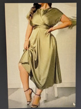 SHEIN Clasi Plus Size satin midi dress features a distinctive tie-up back 1XL