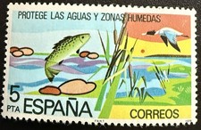 Spain 1978 Protect the Waters & Wetlands 5 PTA Stamp – Environmental Issue MNH