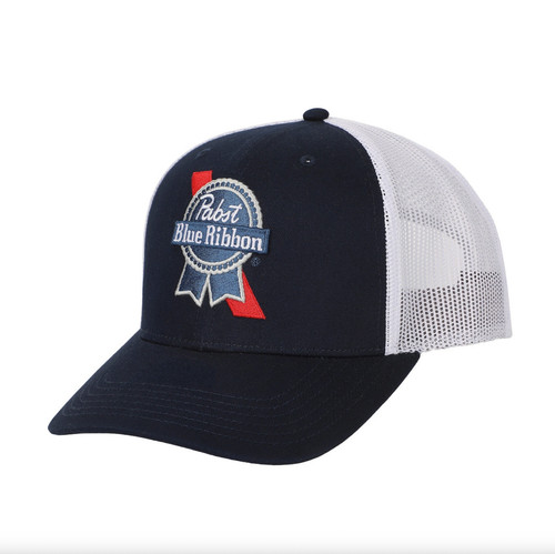 Pabst Blue Ribbon Embroidered Logo Trucker Hat