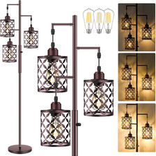 68" Dimmable Floor Lamp, Farmhouse Standing Lamp with Elegant Metal Cage, Indust