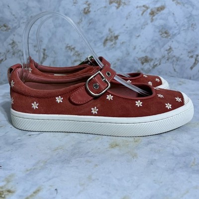 Cariuma OCA Women's Size 7M Shoes Red Suede Floral Comfort Mary Jane Sneakers