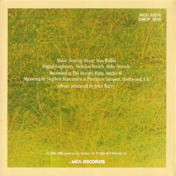 JOHN BARRY | OUT OF AFRICA / JENSEITS VON AFRIKA | SOUNDTRACK CD MCA SONOPRESS - Bild 2 von 4