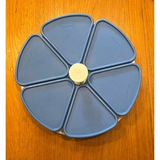 EUC Vintage Tupperware Sprinkles N Spice 6 Wedge Containers & Carousel Blue Lids