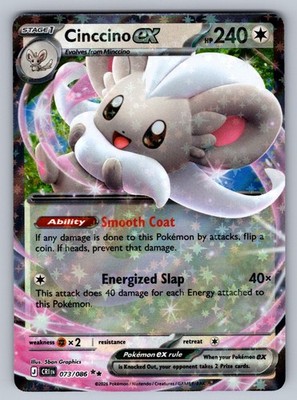 Cinccino ex 073/086 Holo Double Rare Chaos Rising Pokemon Near Mint