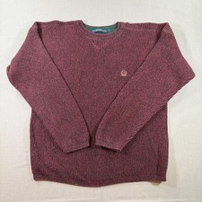 VTG Tommy Hilfiger Cable Knit Sweater Mens XL Red Pullover Heavy Crewneck 90s