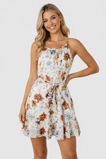 Pretty Garden Sundress Size S Blouson Ruffle Lined Chiffon Neutrals CottageCore