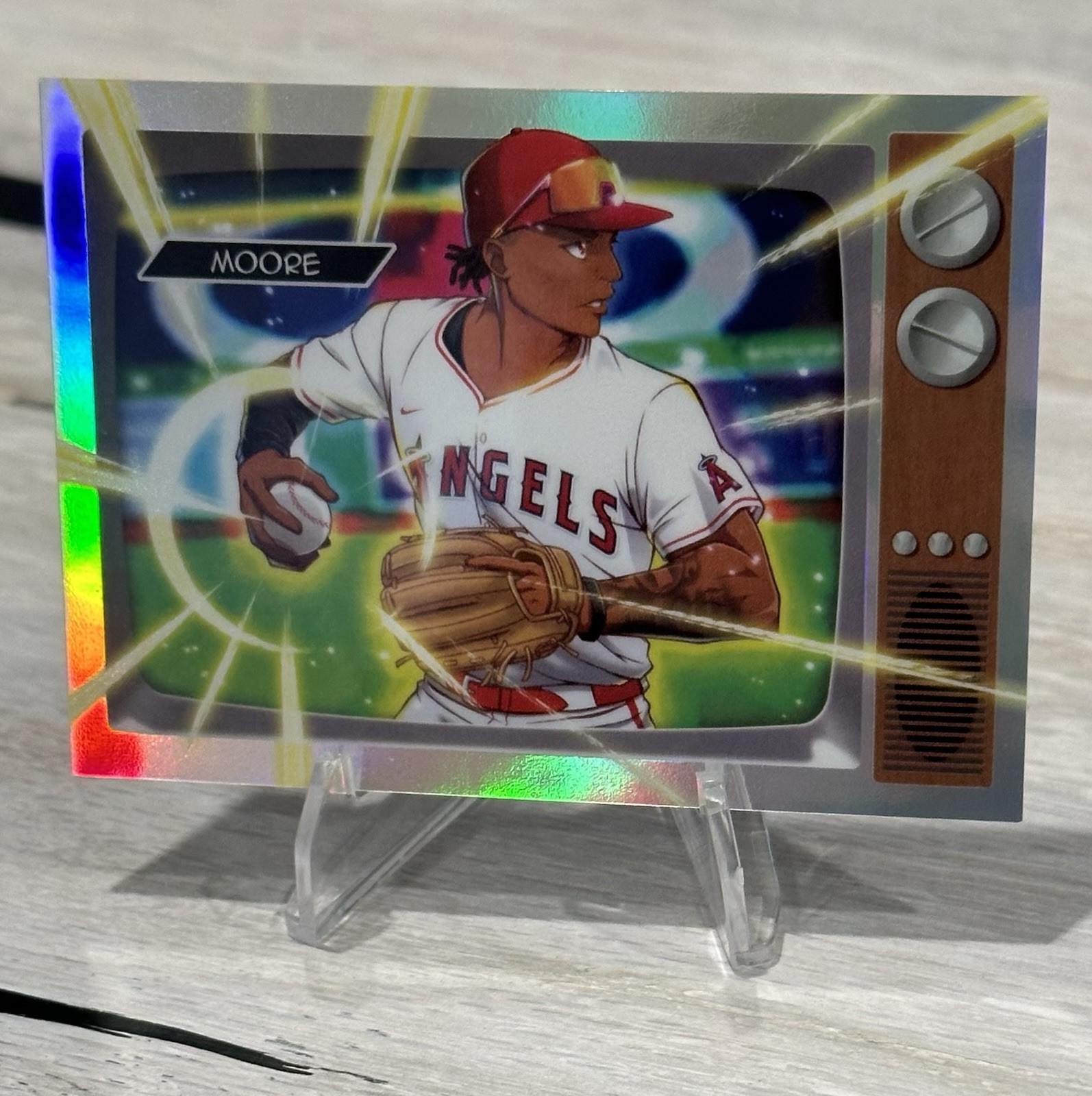 2025 Bowman Chrome CHRISTIAN MOORE Anime Refractor SSP Case Hit Angels