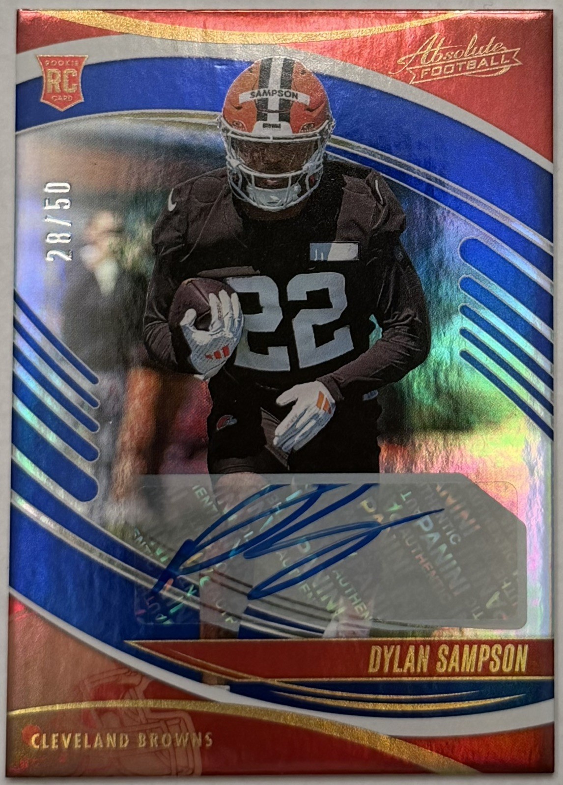 2025 Panini Absolute Rookie Auto Blue Dylan Sampson #121 Browns /50 