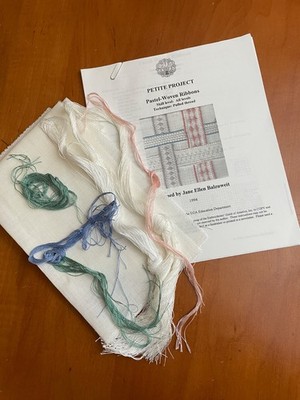 Pastel Woven Ribbons Pulled Thread Linen Embroidery Kit