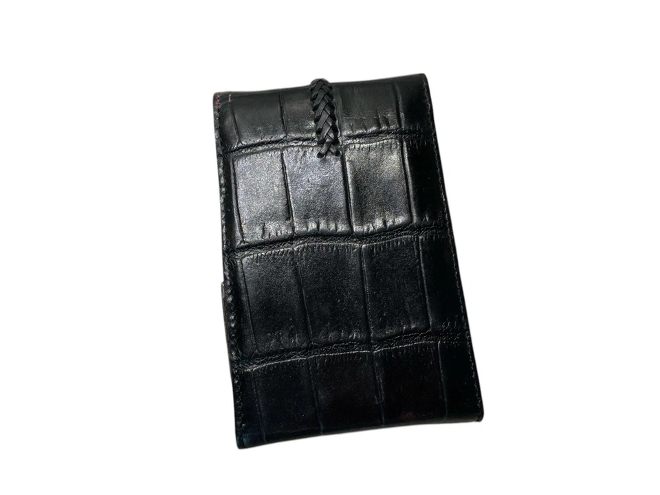 Mini bloc de notas de colección Brighton Heart cuero de cocodrilo negro con solapa a presión Foto 3 de 4