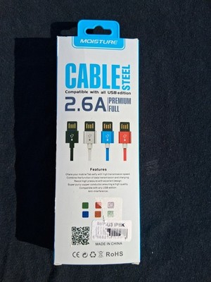 3.3FT 2.6A USB To Micro B Male V8 Type Cable Steel Braid Cord Sync & Data Black