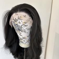 Off black Long Wavy Glue Less Lace Front Wig Synthetic Hair Heat Resistant
