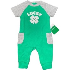 St Patricks Day Unisex Romper Short Sleeve Outfit Green NWT