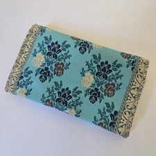 Asian Silken Brocade Zip Pouch Change Coin Purse w/ Champagne Lining