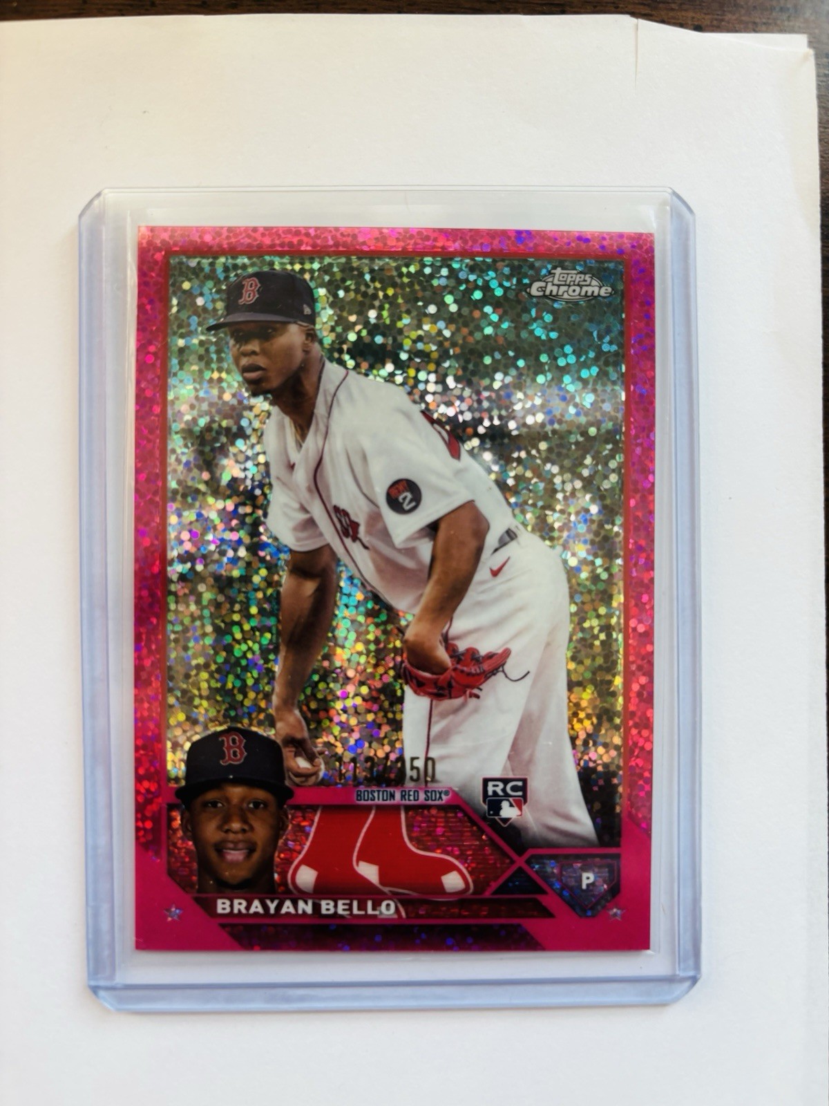 2023 Topps Chrome Brayan Bello #57 Magenta Speckle Ref /350  RC Red Sox Baseball