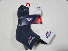 Reebok Mens Quarter Cut Performance Sports Socks Sz 6-12.5  8 Pairs