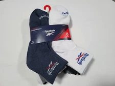 Reebok Mens Quarter Cut Performance  Sports Socks Sz (6-12.5)  8 Pairs
