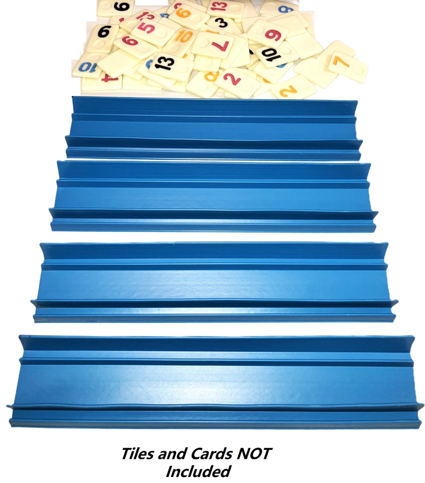 Rummy Azulejos Tarjetas Estantes AZUL Porta Bandejas Conjunto de 4 Estantes Juegos Manos Organizador Foto 2 de 4