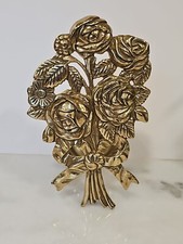 Vintage Decor Brass Rose Floral Curtain Tiebacks Wall Hooks Robe Towel Holder