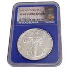 1993-P Proof American Silver Eagle NGC PF69 Ultra Cameo Blue Core Holder Label