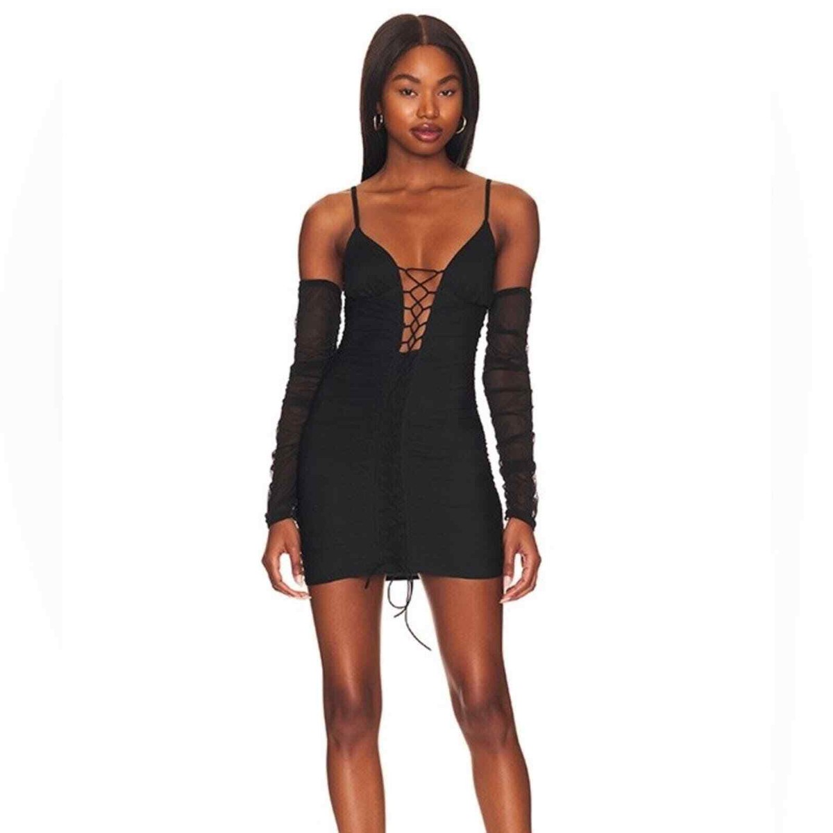 chinese dress ladies Black Lace Bell Sleeve A-Line Mini Dress & Reviews - Black - Dresses main image 0