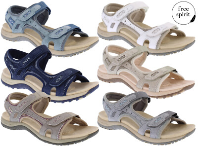 Free Spirit Frisco Sandalen Komfort Wandern Sommer Leder Touch Verschluss Schuhe